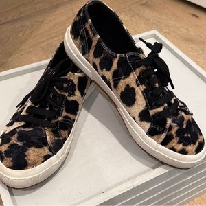 Superga Velvet Leopard Black Animal Print Lace Sneaker. Excellent condition.
